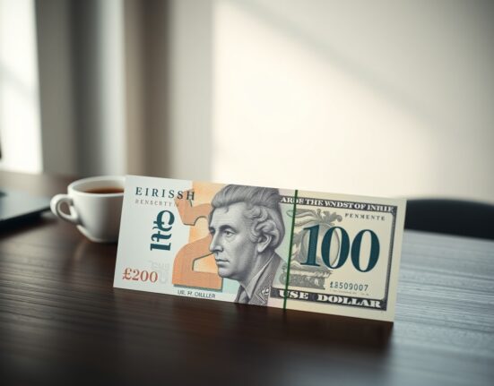 British pound and U.S. dollar banknotes on a desk representing forex trading ahead of jobs data