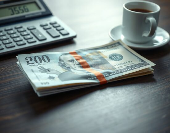 British pound and US dollar banknotes on a desk, representing GBP/USD forex trading.