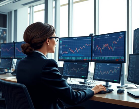 Professional trader analyzing GBP/EUR exchange rate during market deleveraging in 2025