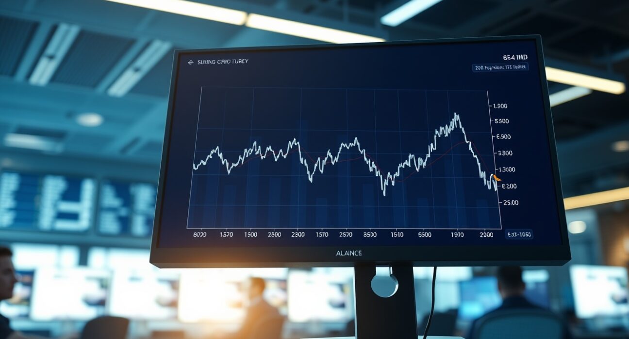 Analysis of GBP/USD exchange rate trends showing sterling volatility against the US dollar on a trading desk monitor.