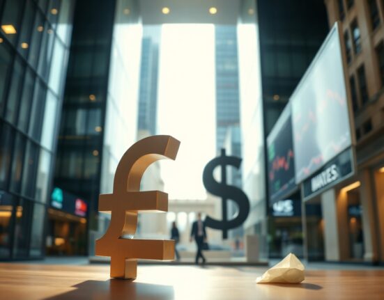 British pound symbol in focus with blurred US dollar in background, representing GBP/USD currency dynamics