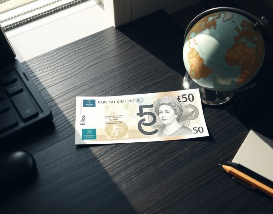 British pound banknote on desk with globe representing forex and geopolitical factors