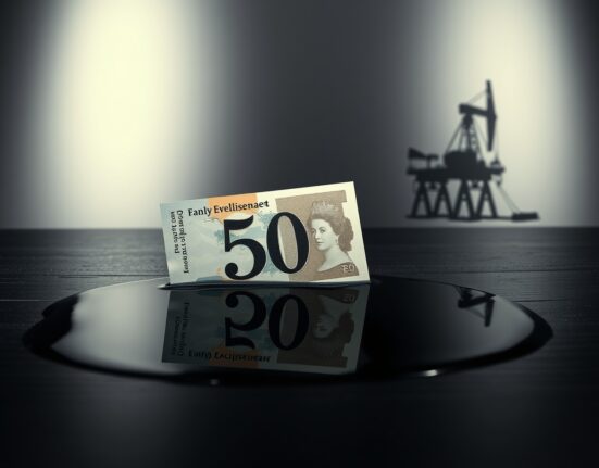 Sterling today: British pound banknote near crude oil symbolizing Iran fears and FOMC impact on GBP/USD