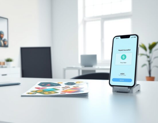 Sticker Mule's new cryptocurrency payment system for custom stickers using USDC stablecoins.