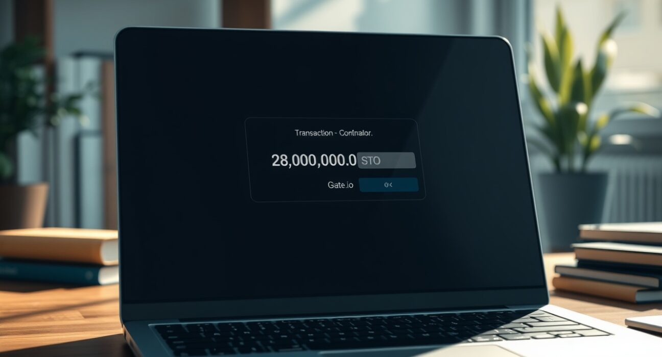 Cryptocurrency wallet transaction confirming a multi-million dollar STO token deposit to Gate.io exchange.