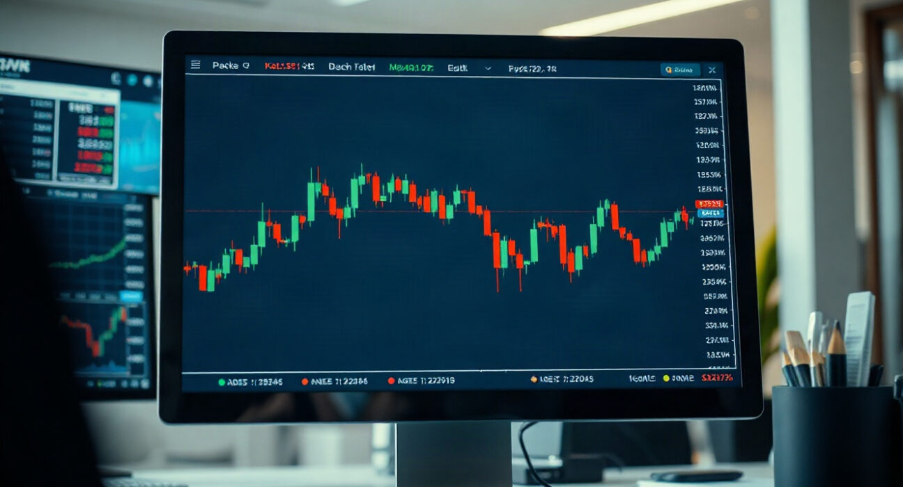 Trader analyzing stock chart patterns on a monitor in 2026