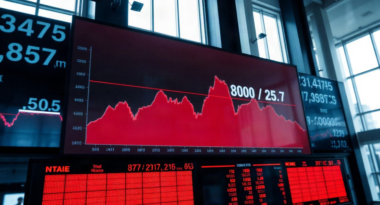 Stock market chart showing a decline on September's first trading day