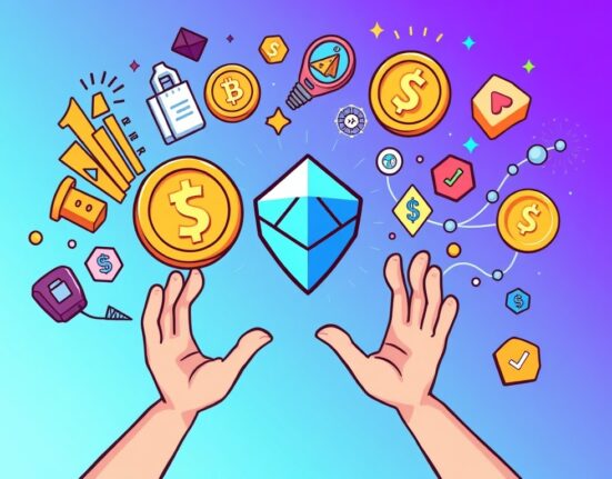 A cartoon illustration showing the significant STON.fi funding round, symbolizing growth and innovation in the DeFi space.