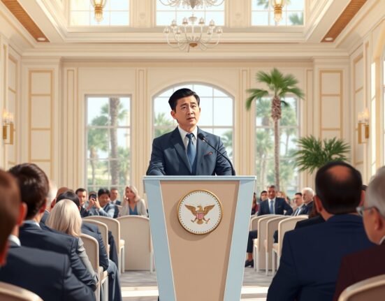 Story Protocol CEO Jason Lee speaking at Trump memecoin Global Leadership Conference