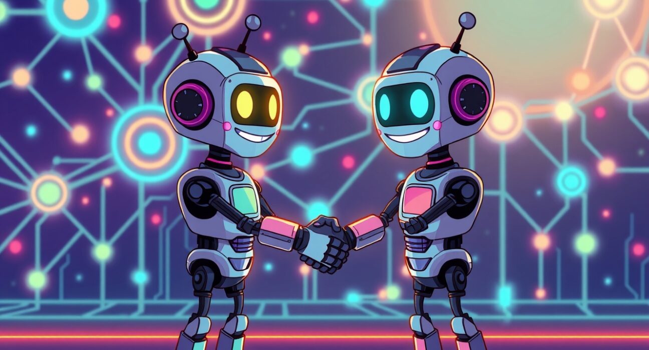 A vibrant cartoon illustrating the revolutionary partnership building a verifiable AI infrastructure for a new crypto-AI economy.