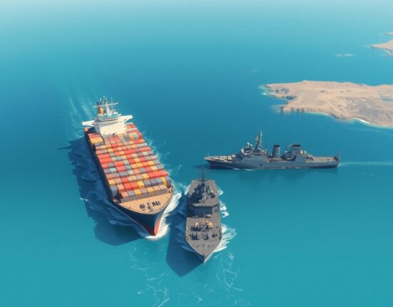 Strategic Strait of Hormuz blockade impacting global oil shipping and Iran deal negotiations.