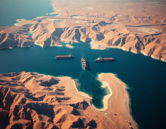 Strategic Strait of Hormuz waterway as global oil shipping chokepoint and geopolitical pressure point