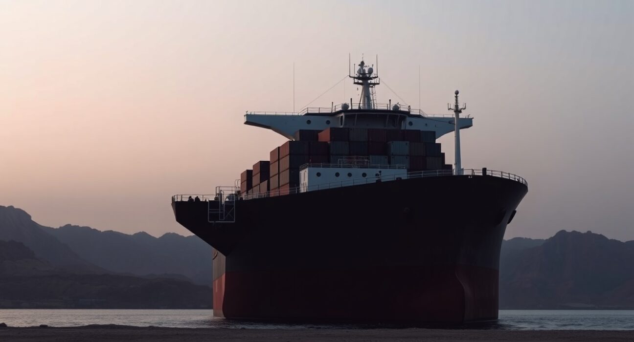 Cargo ship in the Strait of Hormuz targeted by cryptocurrency toll scammers.