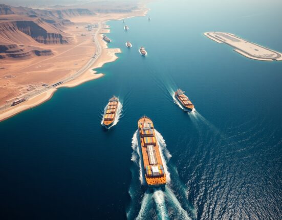 Oil tankers navigating the Strait of Hormuz after Iran's opening of the critical shipping lane.