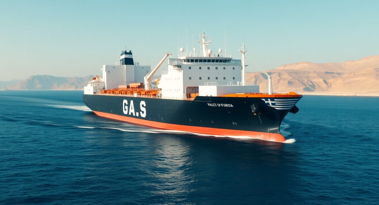 A Greek-flagged bulk carrier transits the Strait of Hormuz after the US-Iran ceasefire.