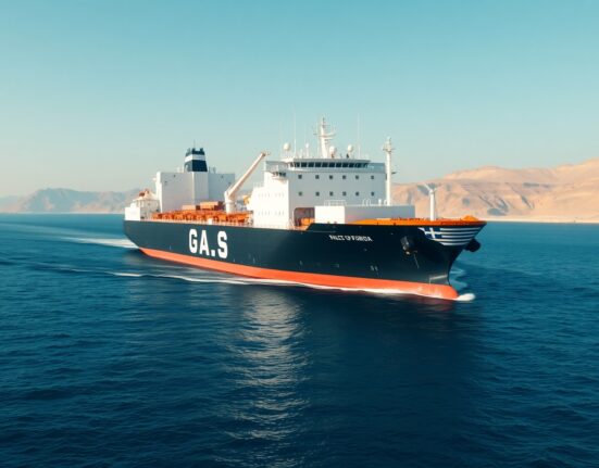A Greek-flagged bulk carrier transits the Strait of Hormuz after the US-Iran ceasefire.