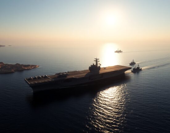 US Navy ships navigating the Strait of Hormuz following Treasury Secretary Bessent's announcement of opening the waterway for global energy security.