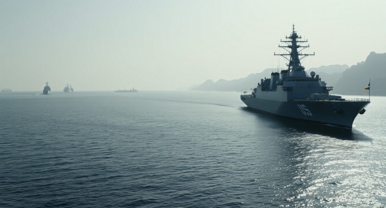 Strait of Hormuz shutdown: US naval destroyer patrols near oil tankers amid geopolitical crisis