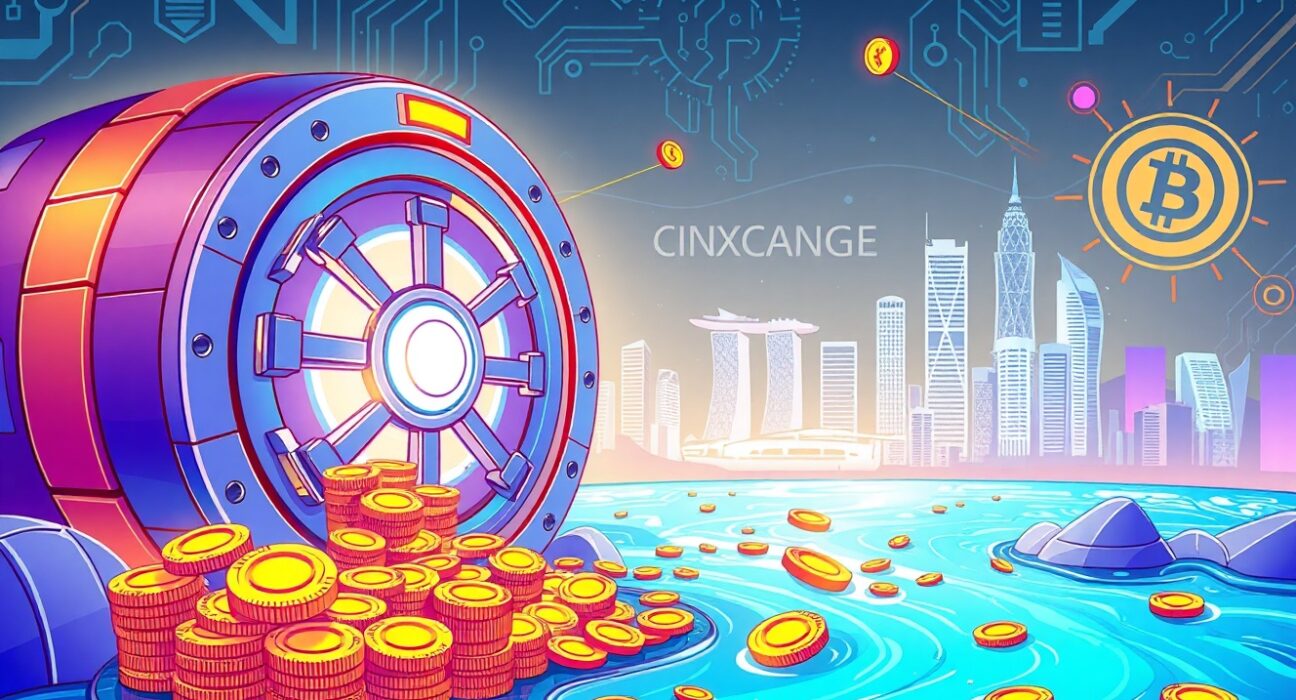 StraitsX XUSD transfer visualization showing digital stablecoin movement to cryptocurrency exchange