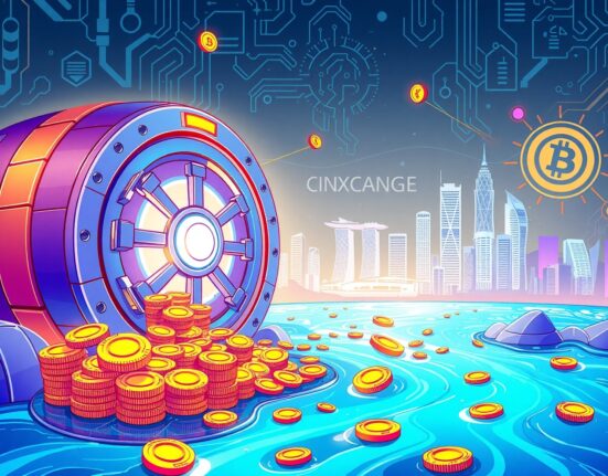 StraitsX XUSD transfer visualization showing digital stablecoin movement to cryptocurrency exchange