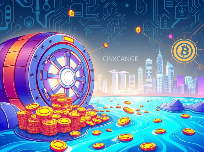 StraitsX XUSD transfer visualization showing digital stablecoin movement to cryptocurrency exchange