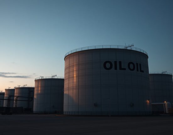 Massive crude oil storage tanks at a U.S. Strategic Petroleum Reserve site following a major 172-million-barrel release.