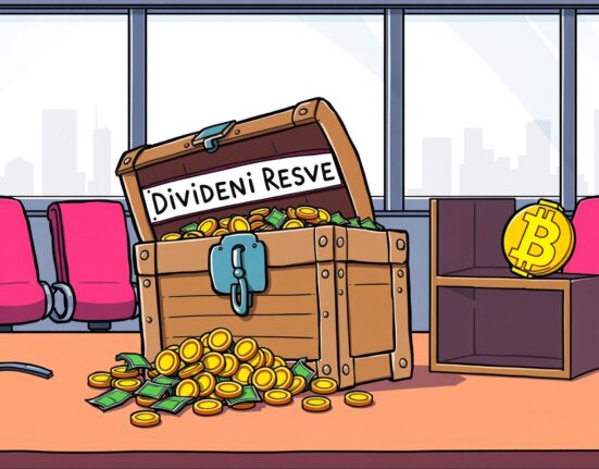 A vibrant cartoon of a growing dividend reserve treasure chest, symbolizing strategic financial planning for investors.