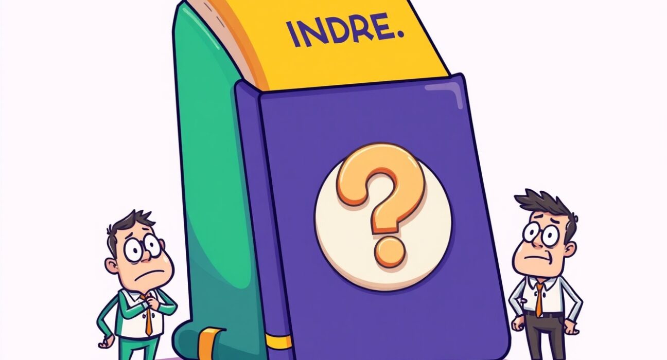 Cartoon illustration depicting the uncertainty around Strategy's potential MSCI index removal and investor concern.