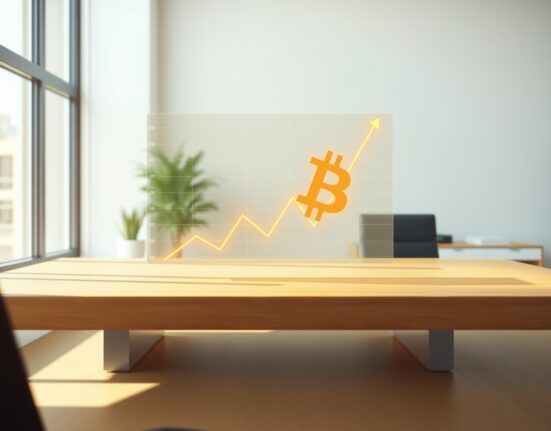 Financial chart transforming into Bitcoin symbol representing Strategy's major cryptocurrency acquisition.