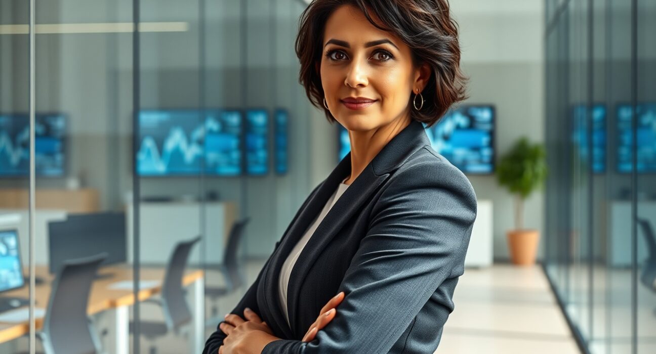 Christine Plummer, new CFO of tokenization company Streamex, in professional office setting.