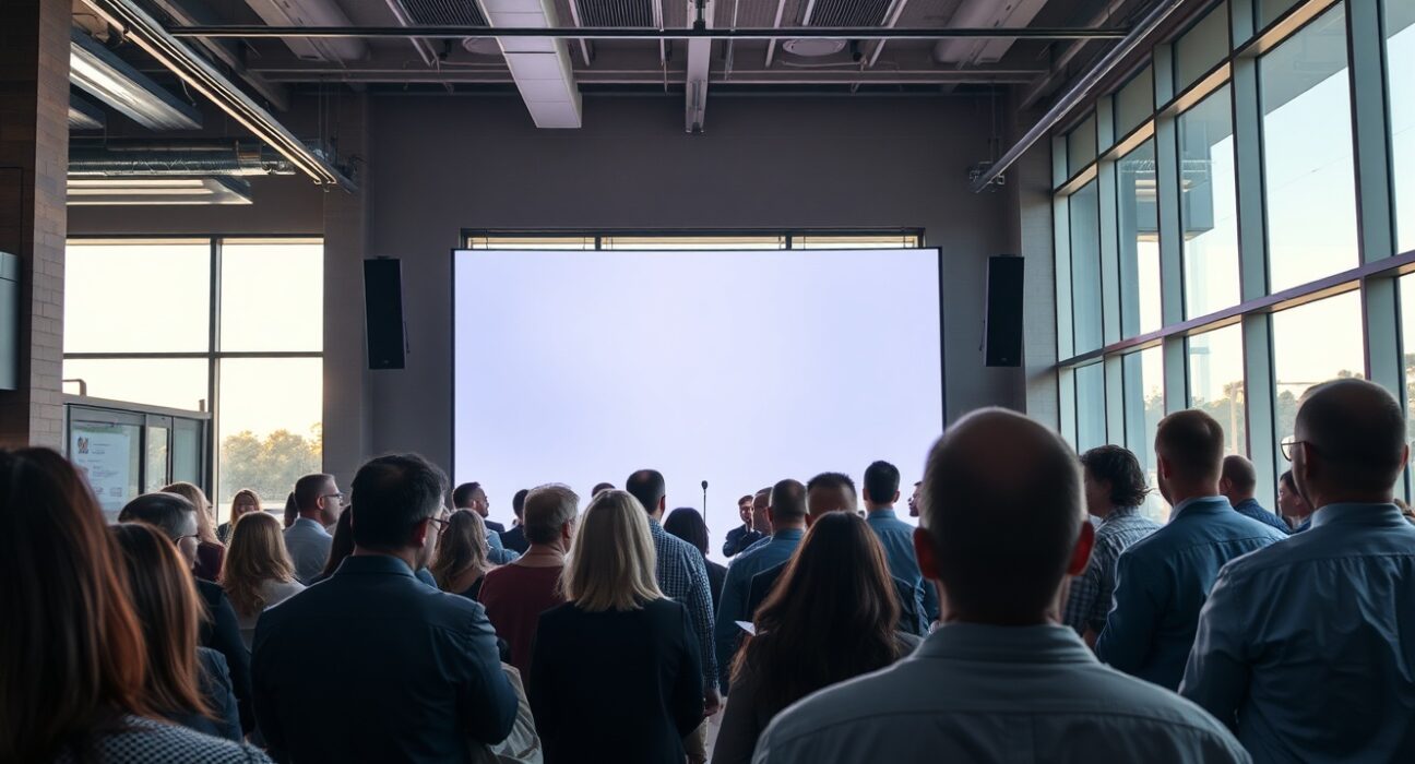 Evening networking event at StrictlyVC Los Angeles with professionals gathered at The Aerospace Corporation Campus