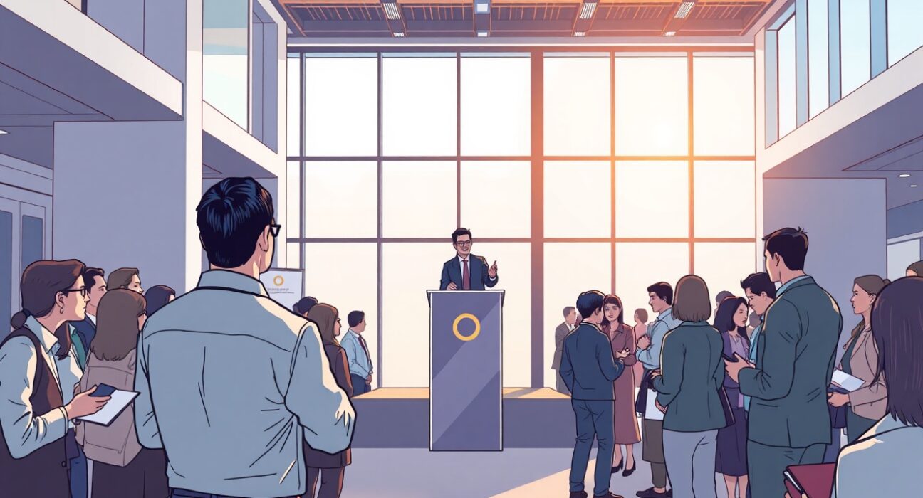 Professionals networking at the StrictlyVC San Francisco venture capital and startup event.