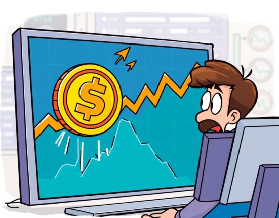 A dramatic fall of a digital coin illustrating the STRIKE token delisting and its severe price crash on crypto exchanges.