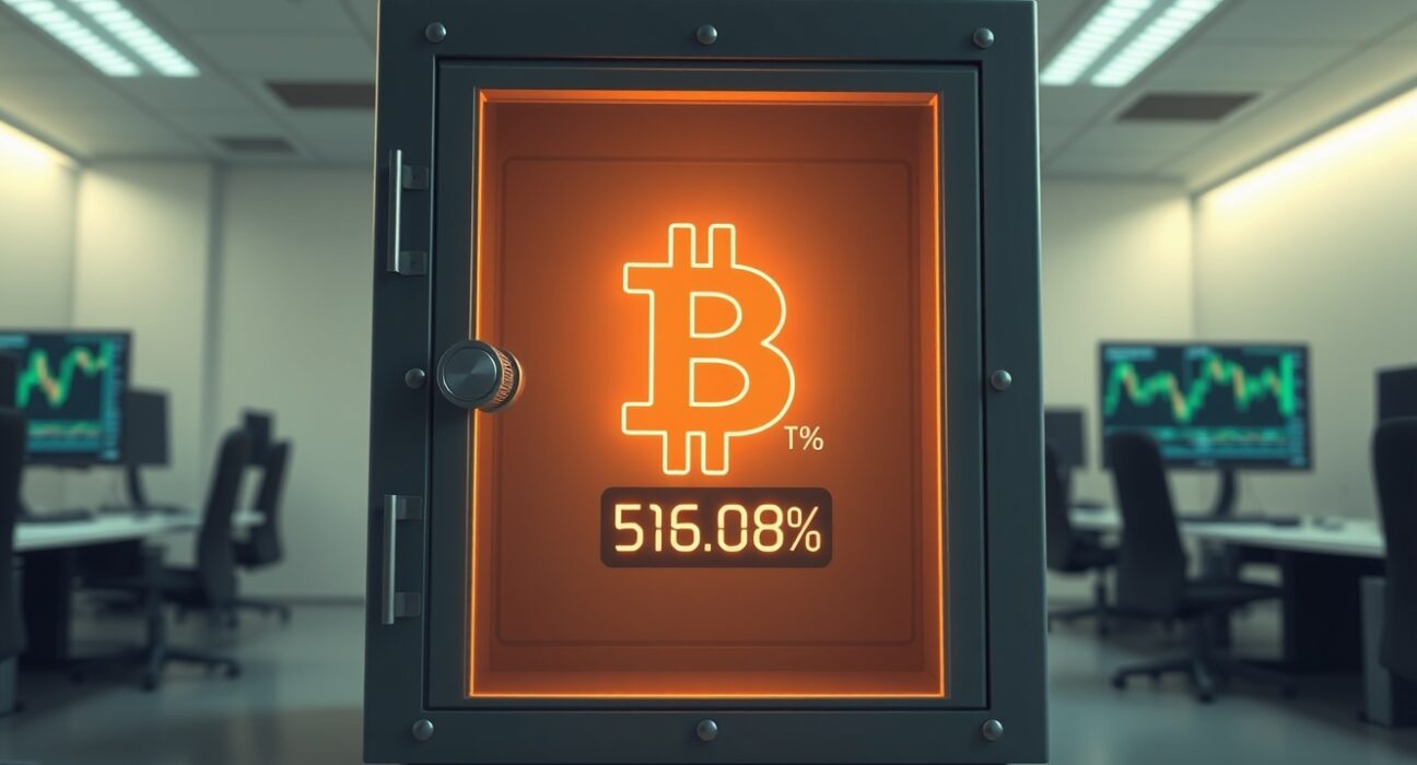 Digital display showing Bitcoin accumulation in a professional financial setting representing Strive's institutional investment strategy.