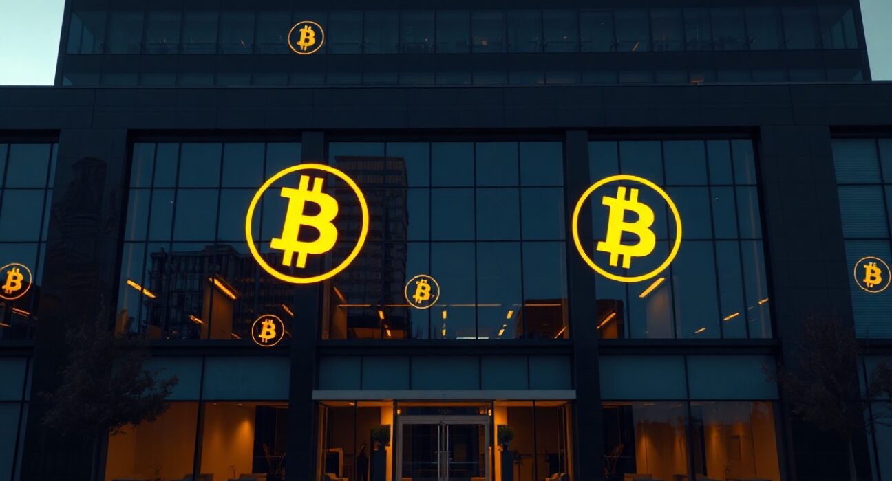 Modern corporate building representing Strive's institutional Bitcoin investment strategy