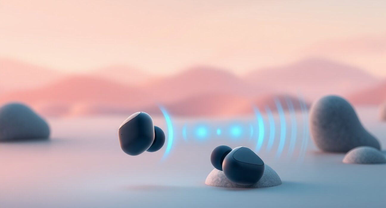 Subtle AI voice isolation earbuds providing crystal-clear audio transcription in noisy environments