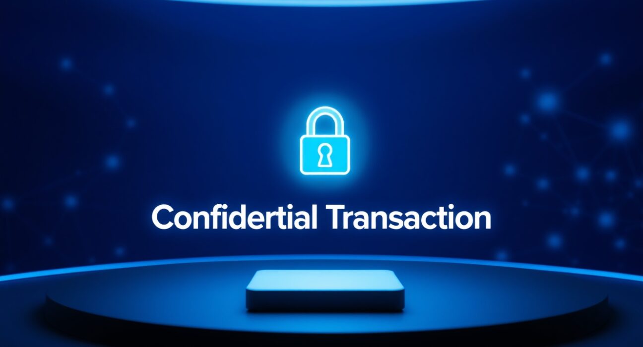 Digital interface showing confidential transaction feature on Sui blockchain network