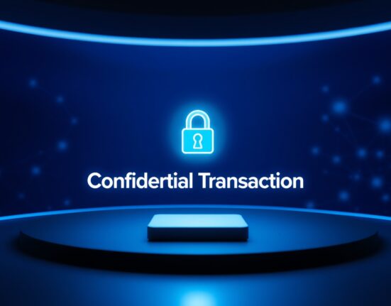 Digital interface showing confidential transaction feature on Sui blockchain network