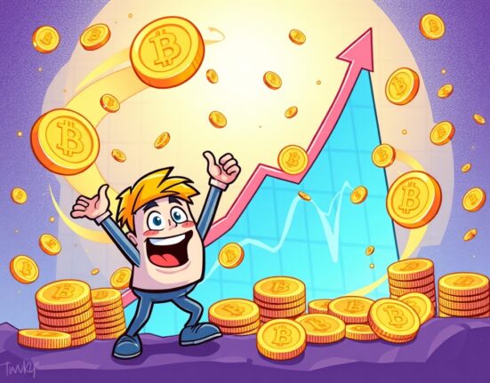 Cartoon illustration showing the remarkable growth of Sui DEX volume, celebrating its $130 billion achievement in DeFi.