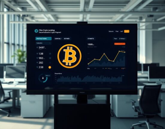 Sui blockchain Hashi lending platform interface with Bitcoin symbol on screen