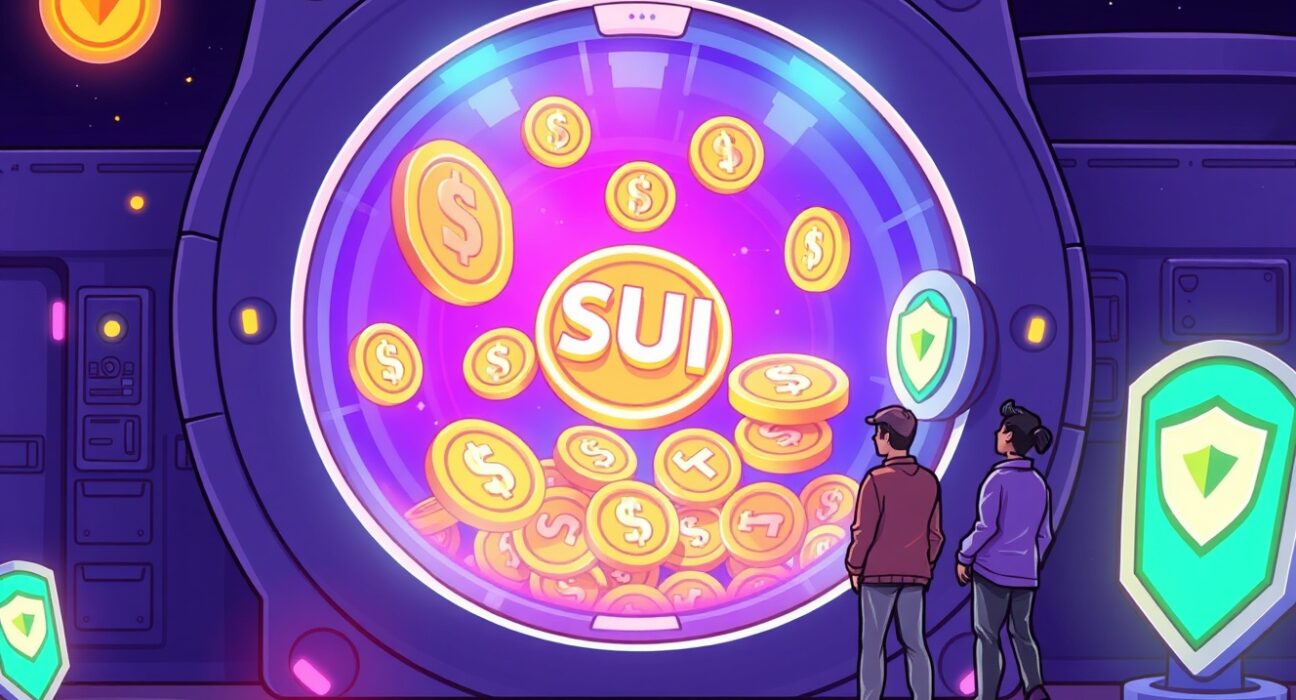 Secure SUI institutional custody service protecting digital assets in futuristic vault