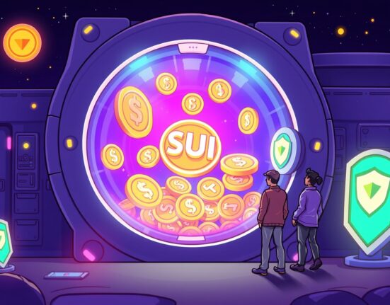 Secure SUI institutional custody service protecting digital assets in futuristic vault