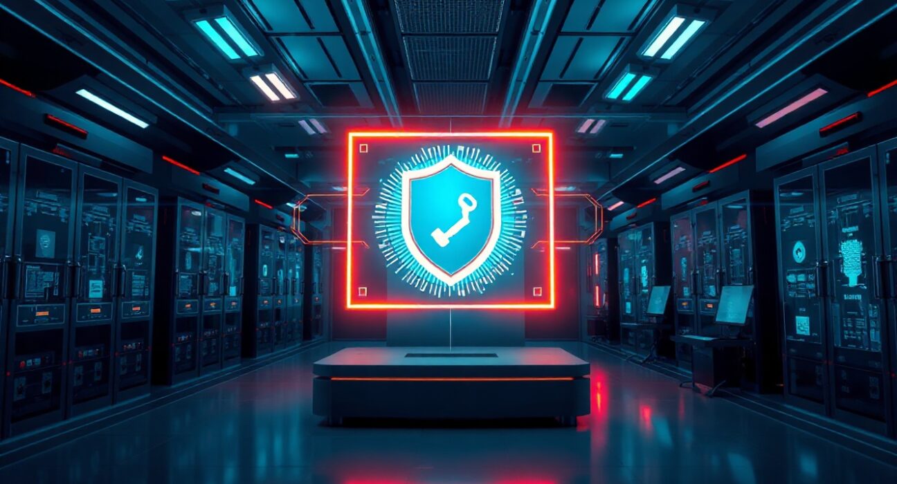 Sui blockchain post-quantum security concept with digital shield and cryptographic keys