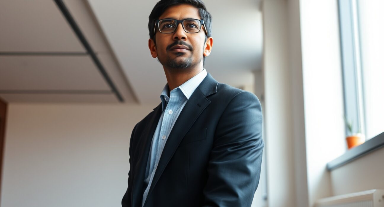 Google CEO Sundar Pichai portrait following announcement of his $692 million performance-based