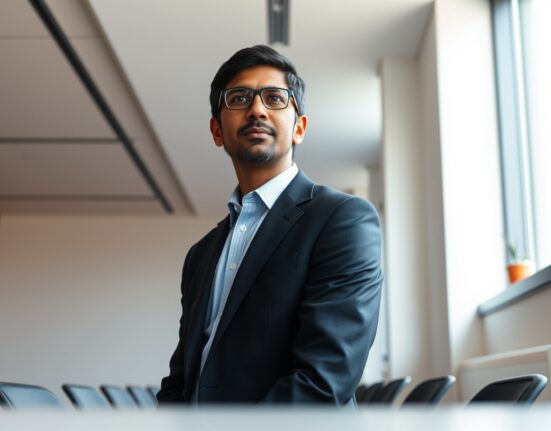 Google CEO Sundar Pichai portrait following announcement of his $692 million performance-based