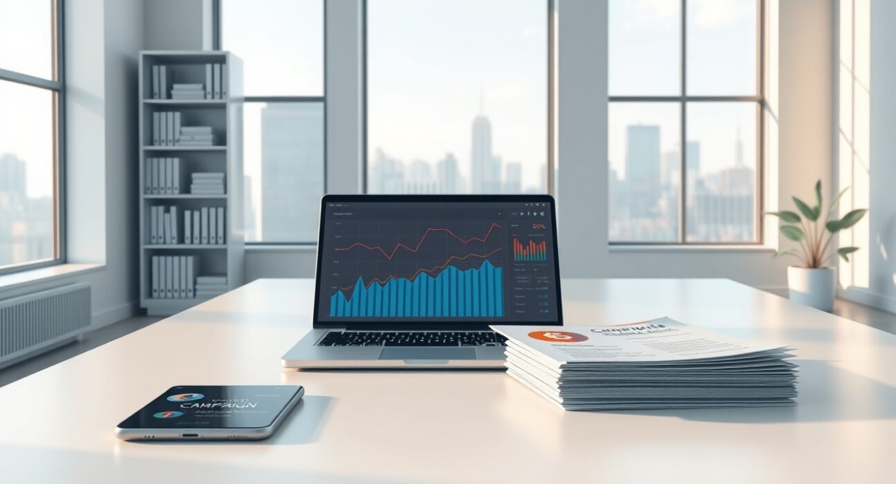 Super PAC Fellowship and Tether executive political campaign office with cryptocurrency and analytics symbolism.