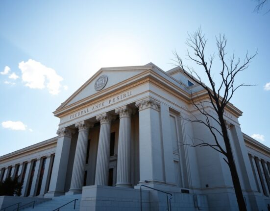 Exterior of the Federal Reserve building in Washington, D.C., on a clear day.