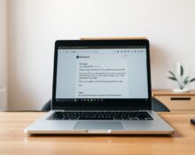 Laptop showing Superhuman email client with AI-generated draft reply on screen