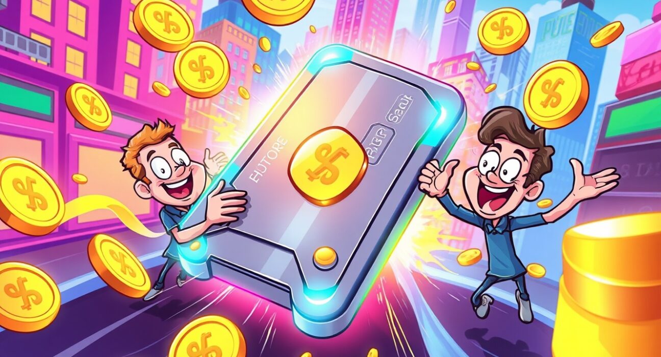 Sustainable cashback model illustrated through futuristic crypto card with digital rewards flowing around it