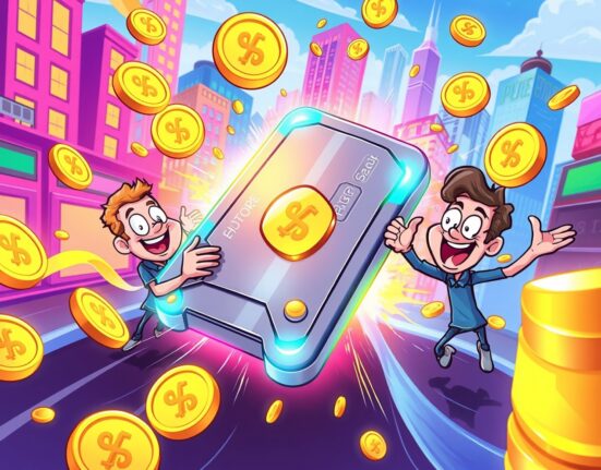 Sustainable cashback model illustrated through futuristic crypto card with digital rewards flowing around it